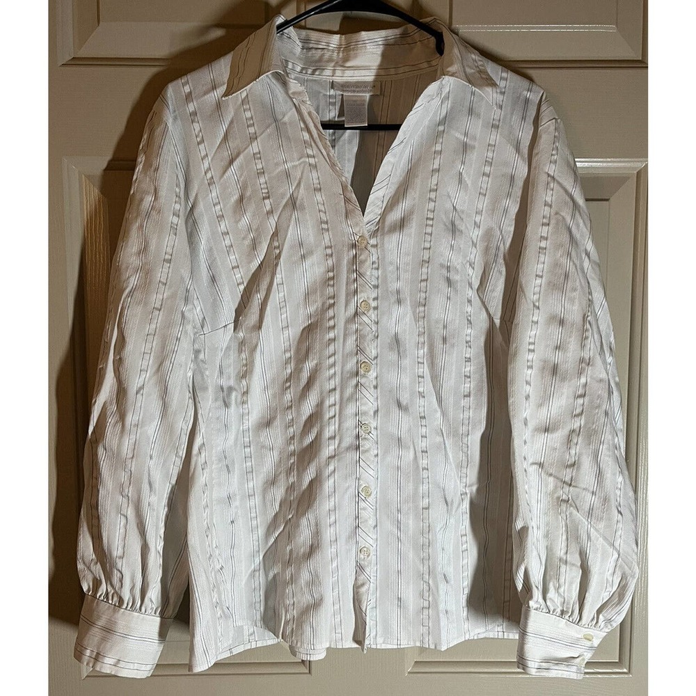 WORTHINGTON White Shirt Button Up Career Blouse Long Sleeve Women's Size XL